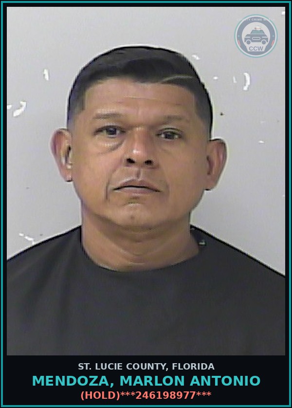 Booking mugshot of Mendoza, Marlon Antonio in St. Lucie County