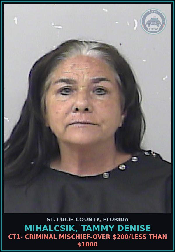 Booking mugshot of Mihalcsik, Tammy Denise in St. Lucie County