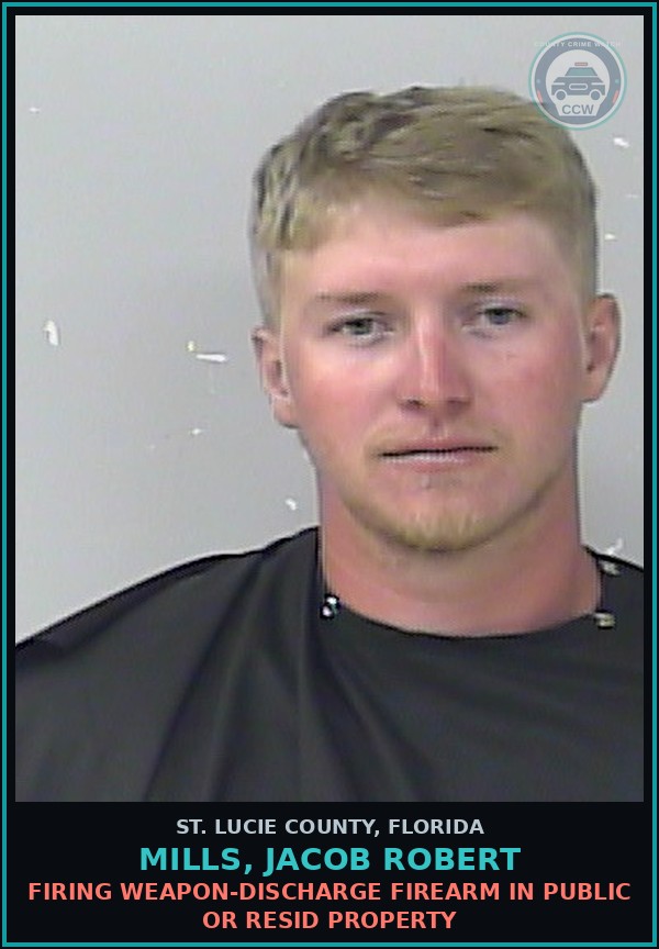 Booking mugshot of Mills, Jacob Robert in St. Lucie County