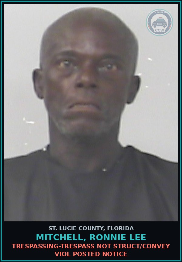 Booking mugshot of Mitchell, Ronnie Lee in St. Lucie County