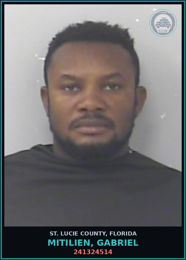 Booking mugshot of Mitilien, Gabriel in St. Lucie County