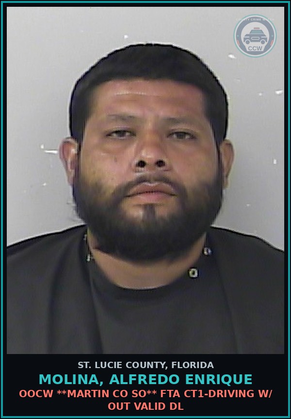 Booking mugshot of Molina, Alfredo Enrique in St. Lucie County