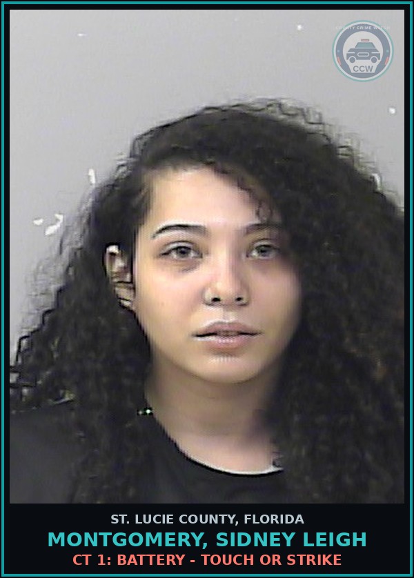 Booking mugshot of Montgomery, Sidney Leigh in St. Lucie County