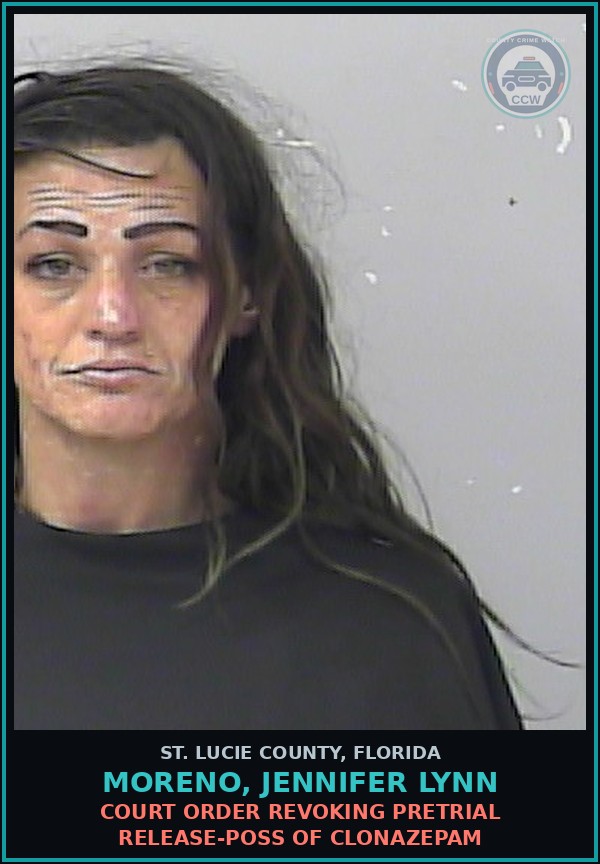 Booking mugshot of Moreno, Jennifer Lynn in St. Lucie County