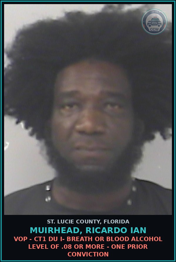 Booking mugshot of Muirhead, Ricardo Ian in St. Lucie County