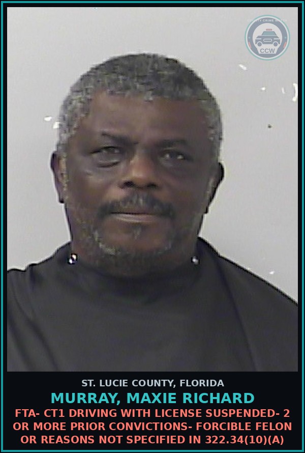 Booking mugshot of Murray, Maxie Richard in St. Lucie County