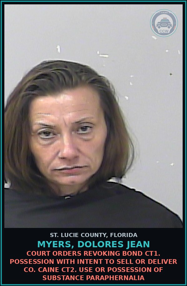 Booking mugshot of Myers, Dolores Jean in St. Lucie County