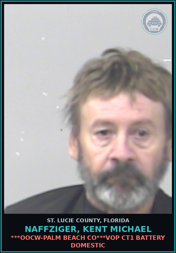 Booking mugshot of Naffziger, Kent Michael in St. Lucie County