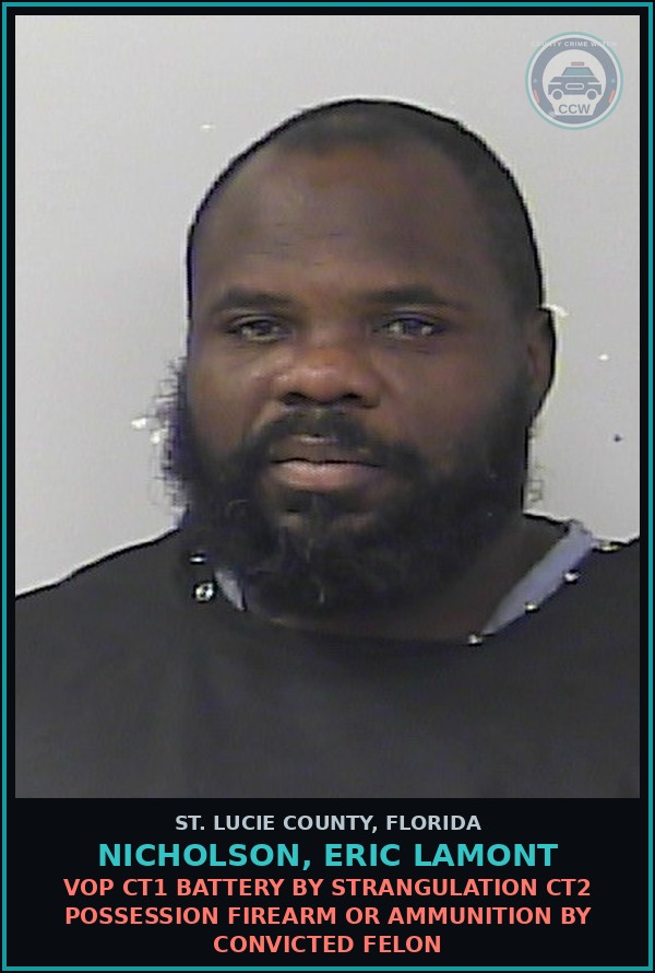 Booking mugshot of Nicholson, Eric Lamont in St. Lucie County