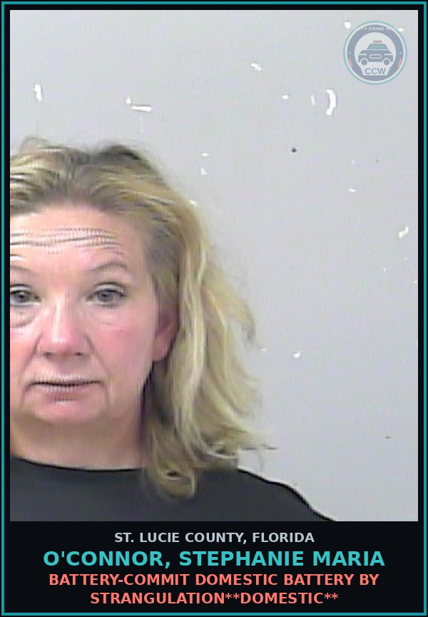 Booking mugshot of O'connor, Stephanie Maria in St. Lucie County