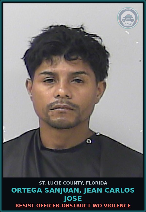 Booking mugshot of Ortega Sanjuan, Jean Carlos Jose in St. Lucie County