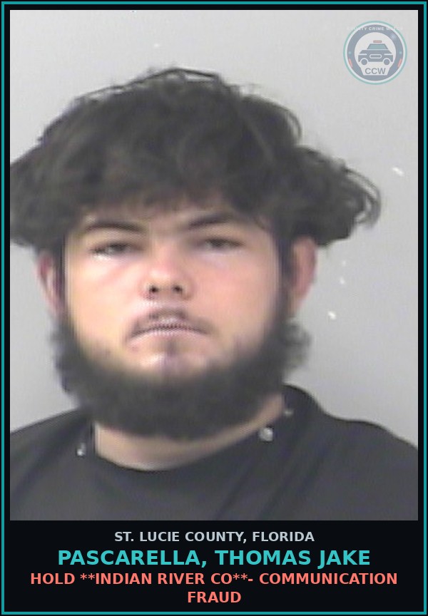 Booking mugshot of Pascarella, Thomas Jake in St. Lucie County