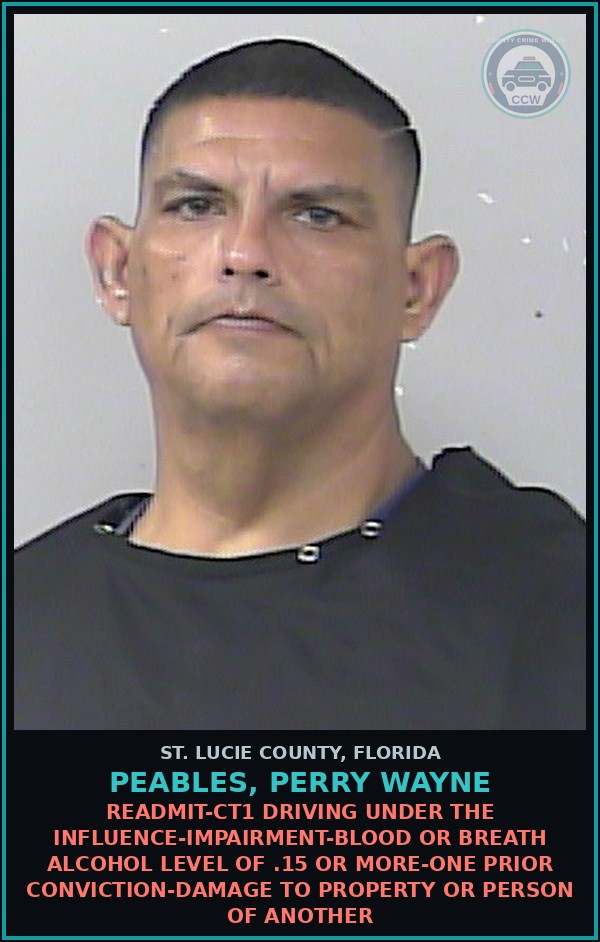 Booking mugshot of Peables, Perry Wayne in St. Lucie County