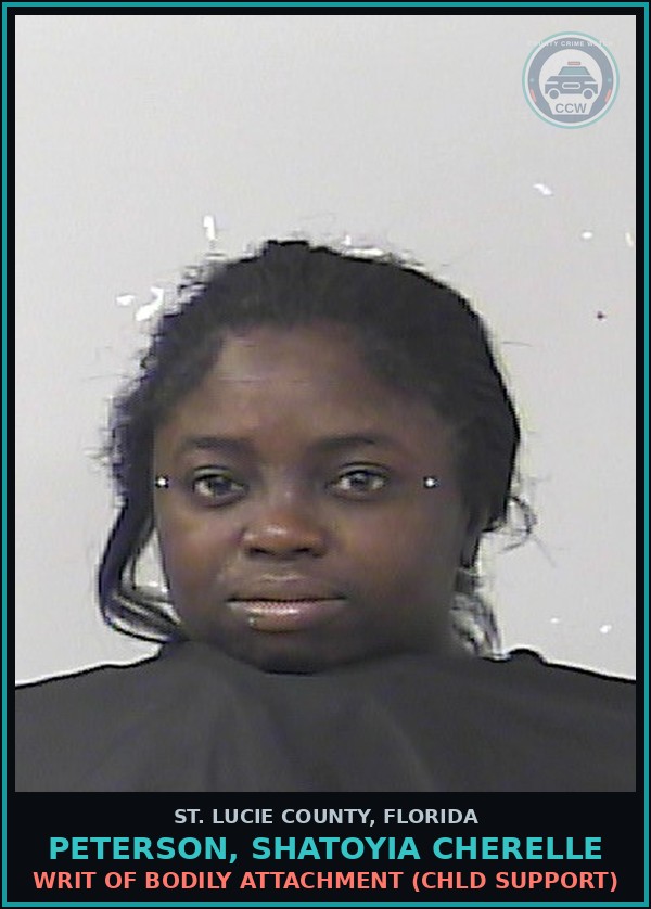 Booking mugshot of Peterson, Shatoyia Cherelle in St. Lucie County