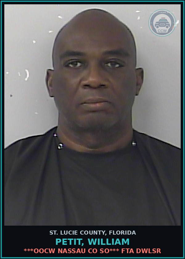 Booking mugshot of Petit, William in St. Lucie County
