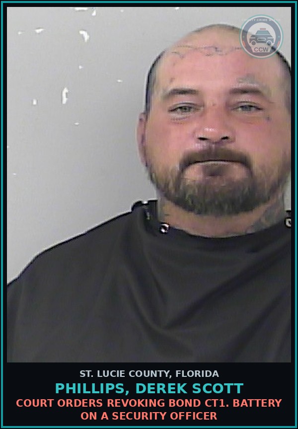 Booking mugshot of Phillips, Derek Scott in St. Lucie County