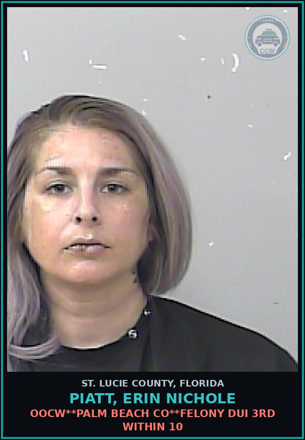 Booking mugshot of Piatt, Erin Nichole in St. Lucie County