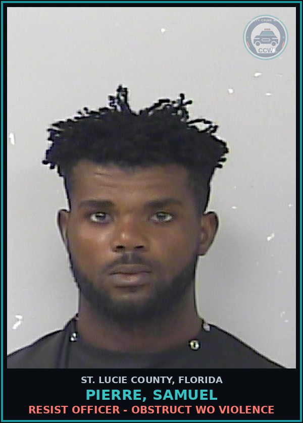 Booking mugshot of Pierre, Samuel in St. Lucie County