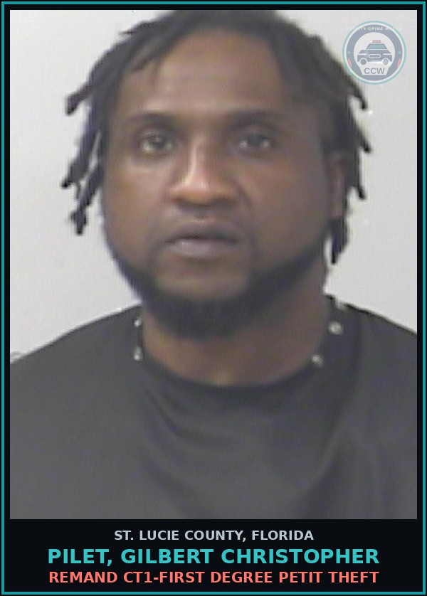 Booking mugshot of Pilet, Gilbert Christopher in St. Lucie County