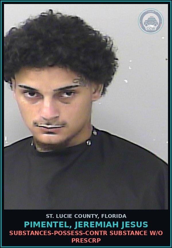 Booking mugshot of Pimentel, Jeremiah Jesus in St. Lucie County
