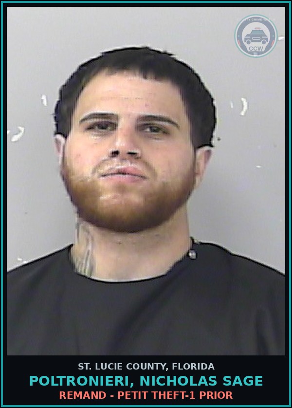 Booking mugshot of Poltronieri, Nicholas Sage in St. Lucie County