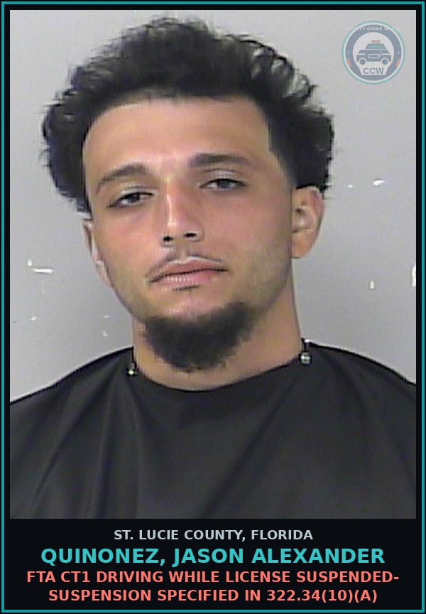 Booking mugshot of Quinonez, Jason Alexander in St. Lucie County