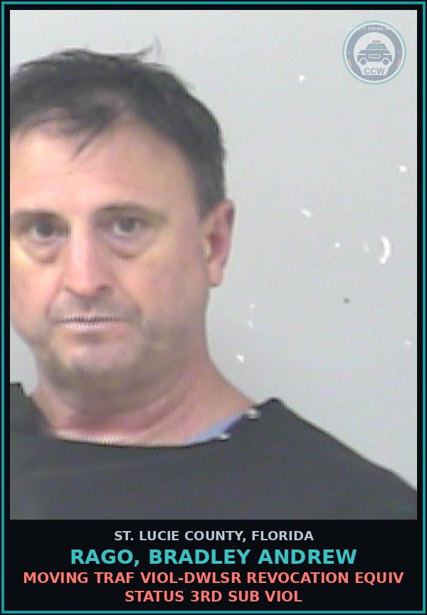 Booking mugshot of Rago, Bradley Andrew in St. Lucie County