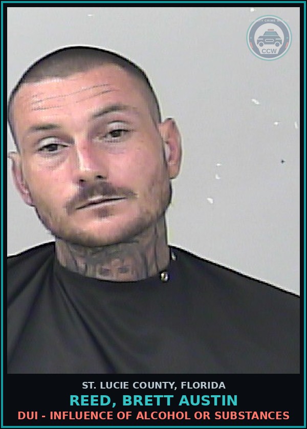 Booking mugshot of Reed, Brett Austin in St. Lucie County