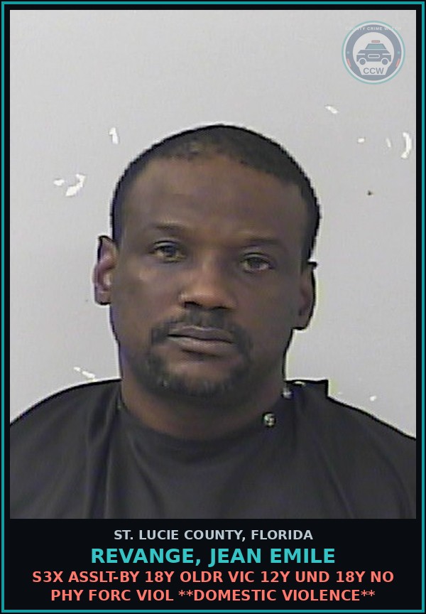 Booking mugshot of Revange, Jean Emile in St. Lucie County