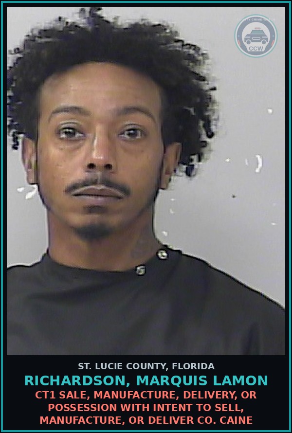 Booking mugshot of Richardson, Marquis Lamon in St. Lucie County