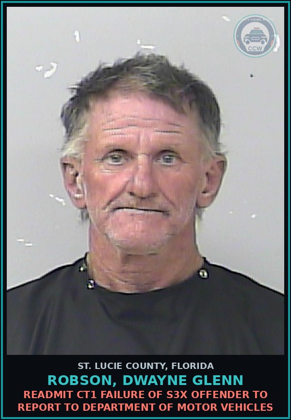 Booking mugshot of Robson, Dwayne Glenn in St. Lucie County
