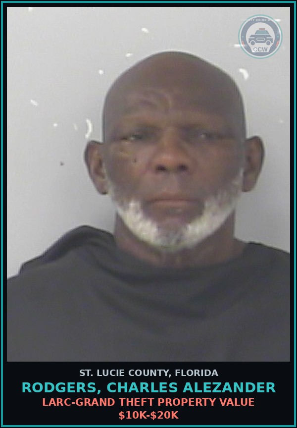 Booking mugshot of Rodgers, Charles Alezander in St. Lucie County