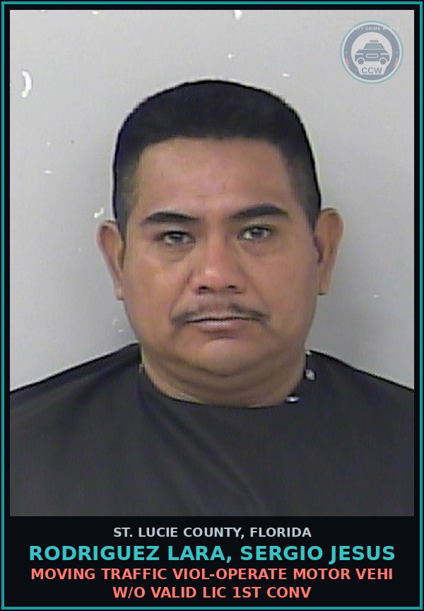 Booking mugshot of Rodriguez Lara, Sergio Jesus in St. Lucie County