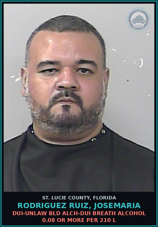 Booking mugshot of Rodriguez Ruiz, Josemaria in St. Lucie County