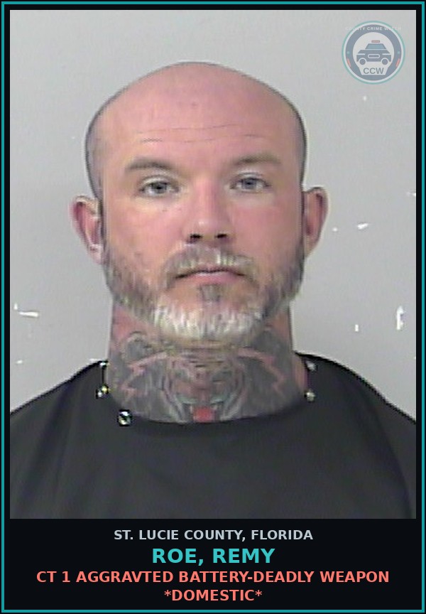 Booking mugshot of Roe, Remy in St. Lucie County