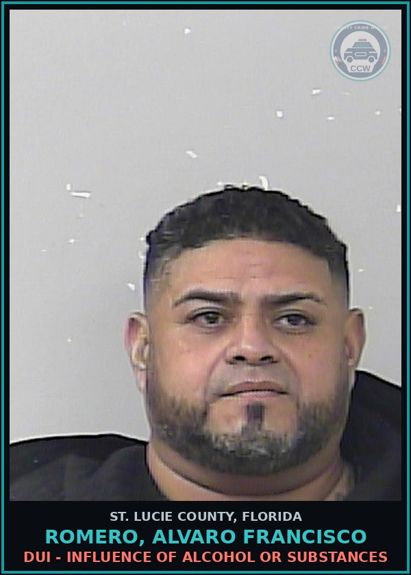 Booking mugshot of Romero, Alvaro Francisco in St. Lucie County
