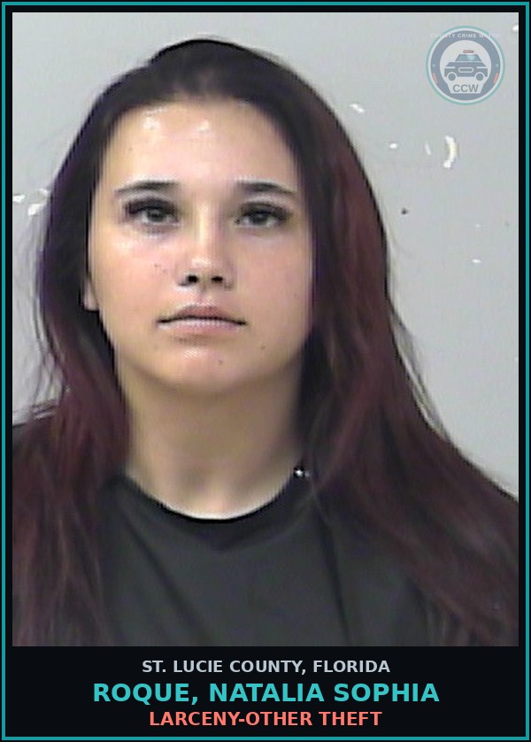 Booking mugshot of Roque, Natalia Sophia in St. Lucie County