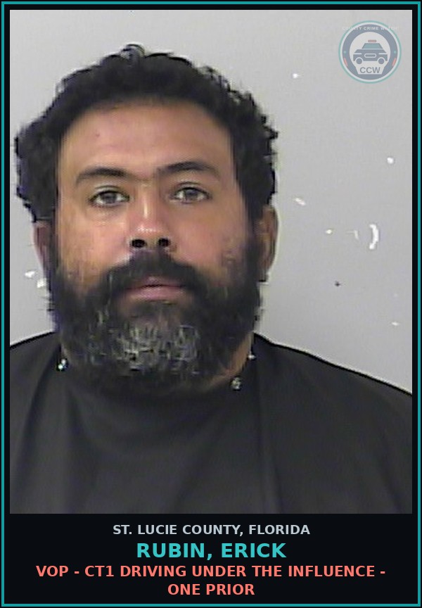 Booking mugshot of Rubin, Erick in St. Lucie County