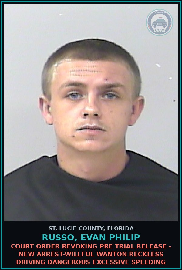 Booking mugshot of Russo, Evan Philip in St. Lucie County