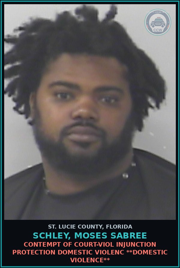 Booking mugshot of Schley, Moses Sabree in St. Lucie County