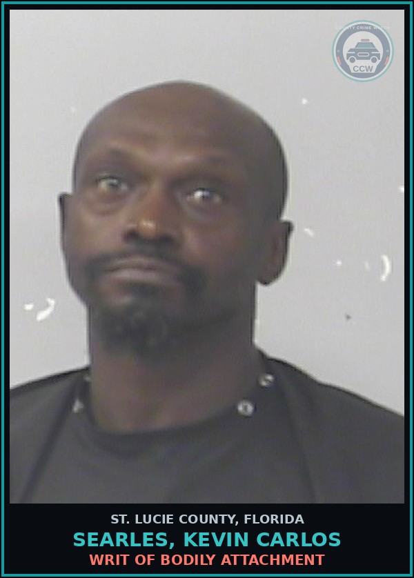 Booking mugshot of Searles, Kevin Carlos in St. Lucie County