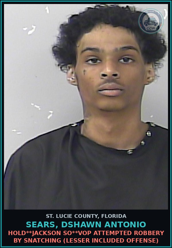 Booking mugshot of Sears, Dshawn Antonio in St. Lucie County