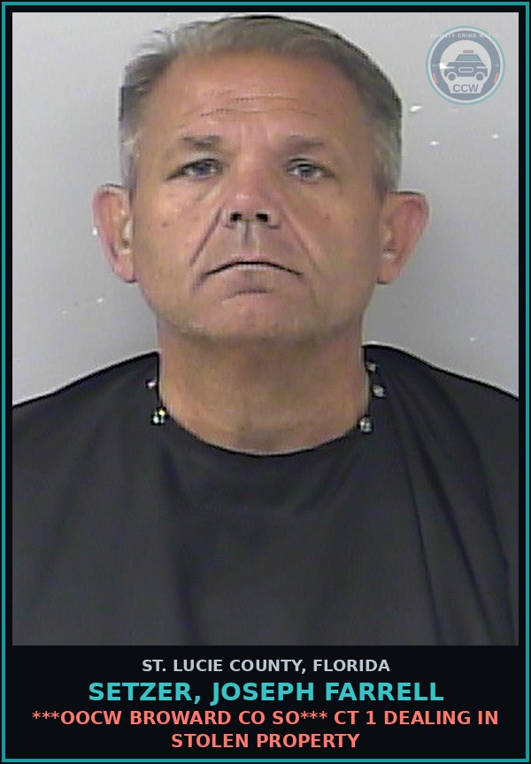 Booking mugshot of Setzer, Joseph Farrell in St. Lucie County