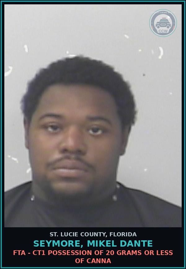 Booking mugshot of Seymore, Mikel Dante in St. Lucie County