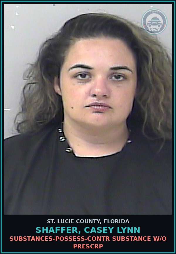Booking mugshot of Shaffer, Casey Lynn in St. Lucie County
