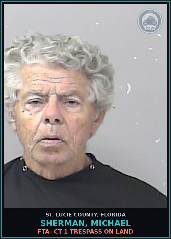 Booking mugshot of Sherman, Michael in St. Lucie County