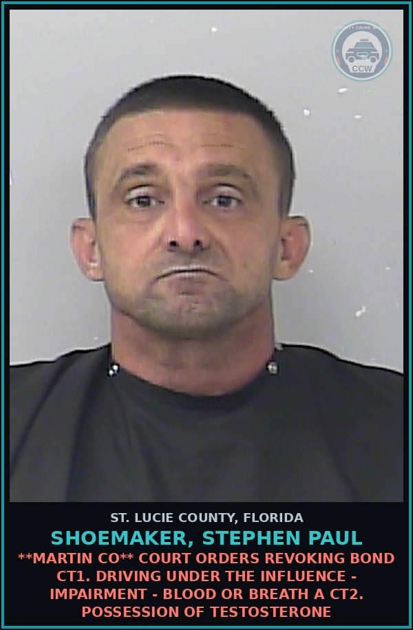Booking mugshot of Shoemaker, Stephen Paul in St. Lucie County