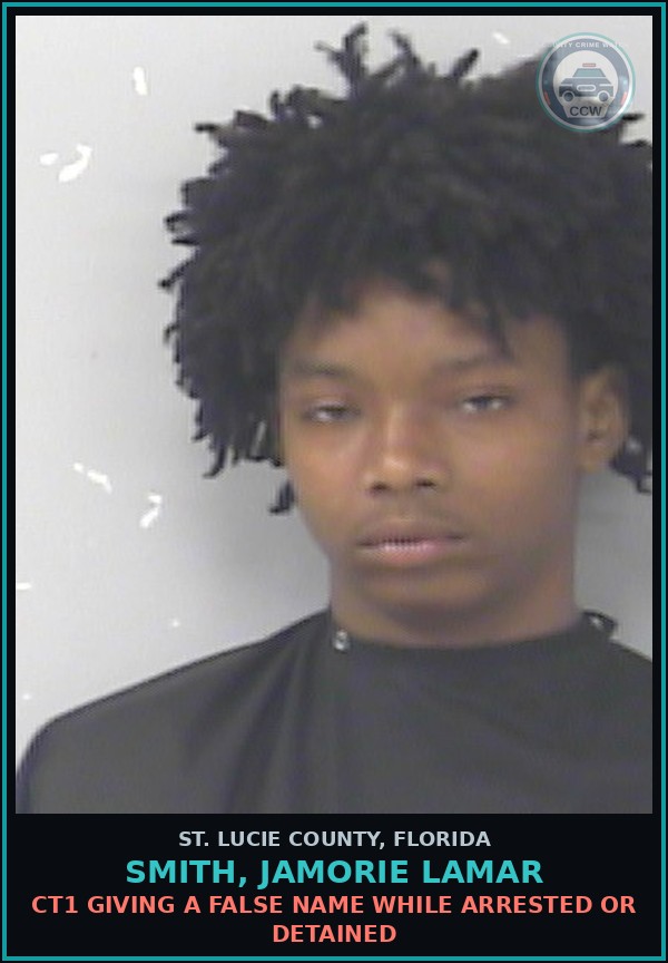 Booking mugshot of Smith, Jamorie Lamar in St. Lucie County