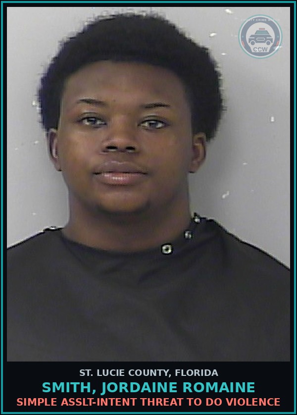 Booking mugshot of Smith, Jordaine Romaine in St. Lucie County