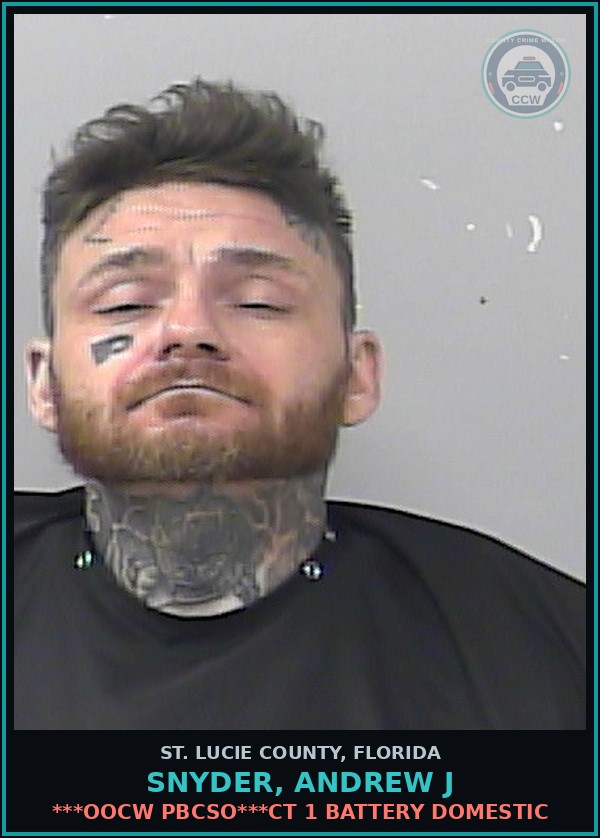 Booking mugshot of Snyder, Andrew J in St. Lucie County